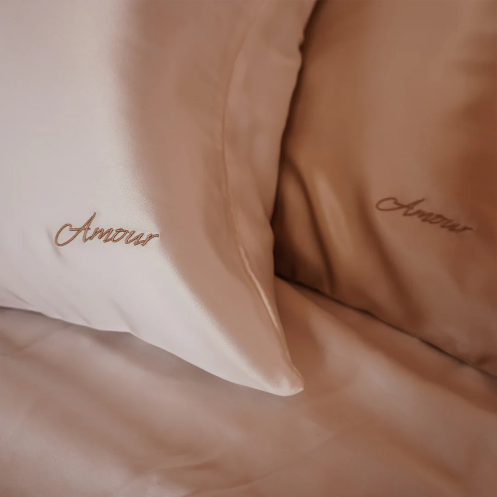 Bespoke custom text embroidery silk pillowcase
