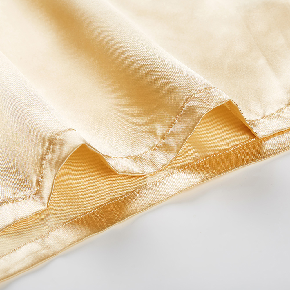 Bottom hem stitching close up of silk kimono robe