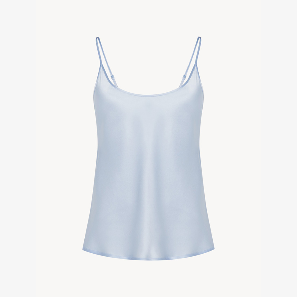 Light blue silk camisole top with spaghetti straps